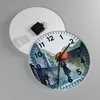 Wanduhr - Rund - Glasuhr - Frau Straße Haus - 30x30cm - Produktbild-Vorschau 2