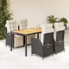 The Living Store 5-tlg. Garten-Essgruppe mit Kissen Schwarz Produktbild-Vorschau 1