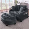 Divano letto 2 in 1 nero con poggiapiedi, tessuto Anteprima dell’immagine prodotto 10