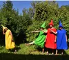 Brettspiel Kostüm nicht ärgern Spielfigur blau für Erwachsene in der Gruppe mit grünem, rotem und gelben Kostüm von Vorne Produktbild-Vorschau