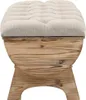 A tufted fabric bench with a wooden base. Produktbild-Vorschau