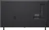 The back of a black television set is shown, mounted on two black legs. Produktbild-Vorschau