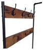A coat rack with a wooden shelf and black metal frame, against a white background. Podgląd zdjęcia produktu