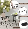 COSTWAY 3dílný bistro set se skleněnou deskou, 2 skládacími Náhled obrázku produktu 7