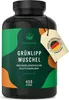 A dark green bottle of Grünlippmuschel capsules with a label and a 'Made in Germany' tag. Produktbild-Vorschau