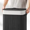 Bambus-Wäschekorb mit Deckel, Baumwolltasche und Griffen, Produktbild-Vorschau 6