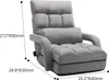 A grey floor chair with dimensions indicated by lines and text. Voir les images du produit