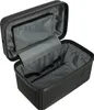 An open black toiletry bag with a ribbed texture, showing its interior compartments and lining. Anteprima dell’immagine prodotto