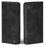 A black flip case for a smartphone is shown from two angles. Produktbild-Vorschau