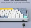 Close-up of a mechanical keyboard with a USB-C cable connected. Produktbild-Vorschau