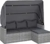 vidaXL 3-Sitzer-Gartensofa mit Dach und Fußhocker Grau Poly Produktbild-Vorschau 4