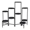 A black metal plant stand with multiple tiers. Podgląd zdjęcia produktu