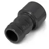 A close-up studio shot of a dark gray PVC pipe fitting with a ribbed end and a smooth, wider end. Produktbild-Vorschau