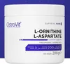 A white plastic container of OstroVit L-Ornithine L-Aspartate supplement against a blue background. Podgląd zdjęcia produktu
