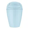 A light blue trash can with a swing lid, shown from the front against a white background. Produktbild-Vorschau