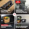 A collage of four images showcasing food storage containers in different scenarios: in a drawer, in a dishwasher, in an oven, and in a refrigerator. Náhľad obrázku produktu