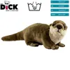 A plush otter toy is shown lying down on a white background, with product information and care instructions displayed in the top right corner. Anteprima dell’immagine prodotto