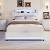 Letto imbottito ProximaX, 140x200 cm, beige, in velluto, Anteprima dell’immagine prodotto 5