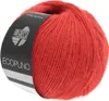 A ball of red yarn with a label. Produktbild-Vorschau