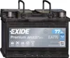 A black car battery with a label showing brand and specifications. Podgląd zdjęcia produktu
