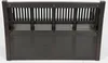 A dark brown plastic garden bench is shown from the back against a white background. Produktbild-Vorschau