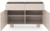 A front view of an open sideboard with two drawers and two doors, showing its internal shelves. Produktbild-Vorschau