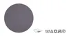 A circular swatch of gray fabric next to laundry care symbols. Produktbild-Vorschau