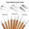 9Pcs Dreadlock Häkeln Haken Set Einzel Doppel 3 Bambus Produktbild-Vorschau 10