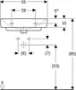 Technical drawing with dimensions for a sink. Produktbild-Vorschau