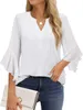ASKSA Femme Manches 3/4 Chemise Élégante Col V Mousseline Voir les images du produit 2