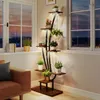 A plant stand with multiple shelves and plants is placed next to a window in a living room. Podgląd zdjęcia produktu