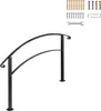 A black wrought iron handrail for outdoor stairs, shown against a white background with various hardware components. Podgląd zdjęcia produktu