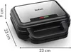 A close-up, slightly angled view of a Tefal sandwich maker on a white background, with dimensions indicated. Podgląd zdjęcia produktu
