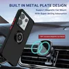 A phone case with a ring holder is shown attached to a magnetic car mount on a car's air vent. Produktbild-Vorschau