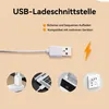 A marketing image showing a USB cable and various charging scenarios. Produktbild-Vorschau