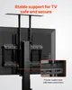 Close-up of the back of a TV stand with a TV mounted on it, highlighting its construction. Produktbild-Vorschau