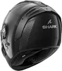 A black and gray motorcycle helmet with a carbon fiber pattern. Voir les images du produit