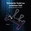 A close-up marketing image of a gaming chair mechanism with text overlays highlighting its features. Produktbild-Vorschau