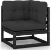 2-tlg. Garten-Lounge-Set mit Kissen Schwarz Kiefer Produktbild-Vorschau 2