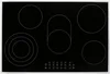A top-down view of a black glass ceramic hob with white markings for the heating zones and control panel. Náhľad obrázku produktu
