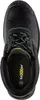 A top-down view of a black safety boot with green stitching. Produktbild-Vorschau