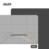 An illustration showing a shower drain with a slope wedge and water flowing into it. Produktbild-Vorschau