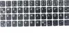A flat lay of black keyboard stickers with white text and symbols. Produktbild-Vorschau