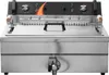 A stainless steel commercial deep fryer is shown from the front. Anteprima dell’immagine prodotto