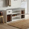 FineBuy Schuhbank Flur Weiß 100cm mit Sitzkissen – Sitzbank Produktbild-Vorschau 1