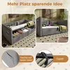 Collage showing a grey upholstered sofa bed with storage, highlighting its features. Anteprima dell’immagine prodotto