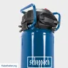 Close-up of a blue air compressor with a black handle and cord. Produktbild-Vorschau