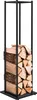 A black metal firewood rack filled with logs, shown against a white background. Produktbild-Vorschau