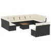vidaXL 13-tlg. Garten-Sofagarnitur mit Kissen Schwarz Poly Produktbild-Vorschau 1