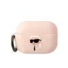 A light pink AirPods Pro 2 case with a 3D Karl Lagerfeld head graphic. Produktbild-Vorschau